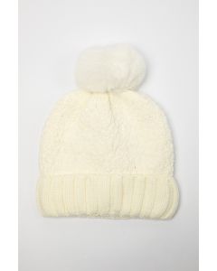 قبعة صوف محبوكة مع بوم بوم