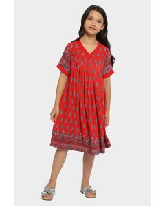 Multi colored printed flowy midi dress