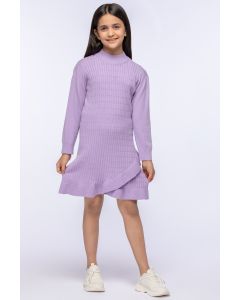 knitted dress with wrap ruffle
