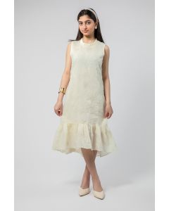 فستان بناتي بنمط مطرز وكشكش