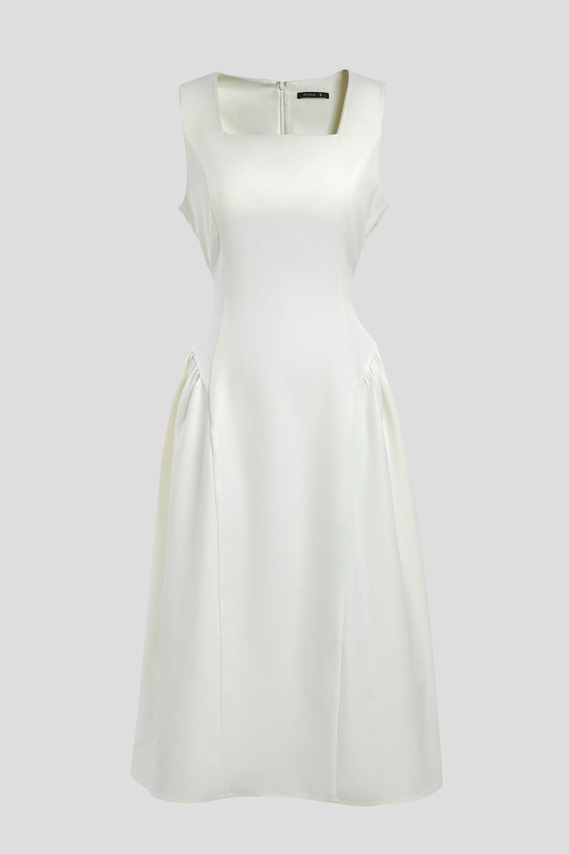 Sleeveless Dress with Square Neckline