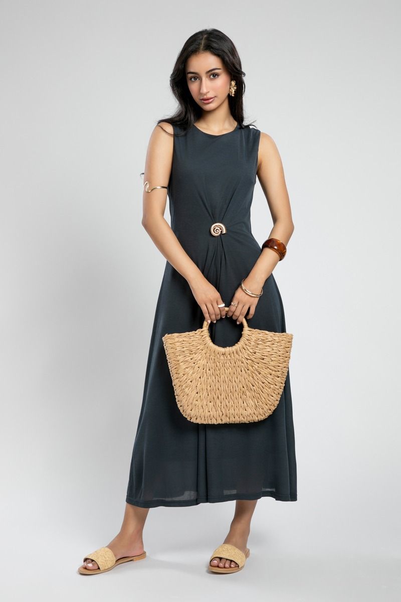 Sleeveless Maxi Dress with Artistic Detail