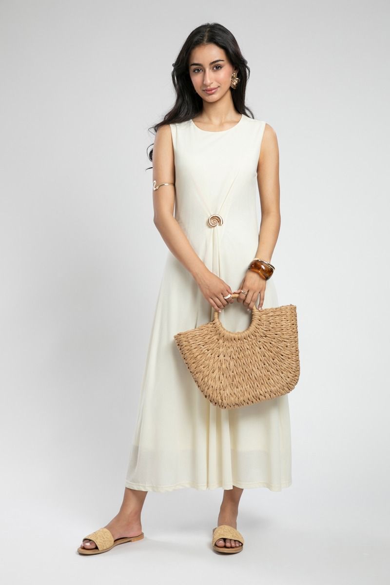 Sleeveless Maxi Dress with Artistic Detail