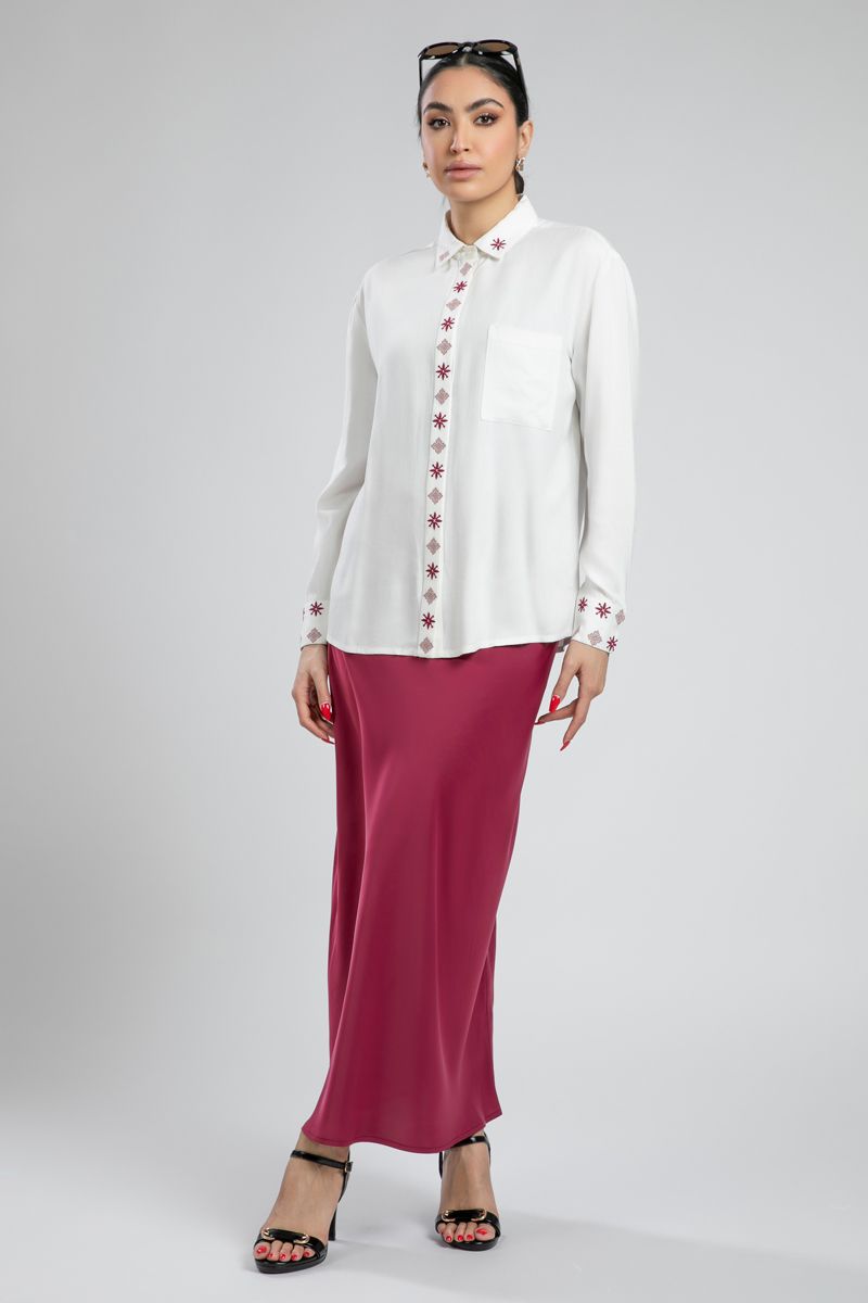 Satin Maxi Flared Skirt