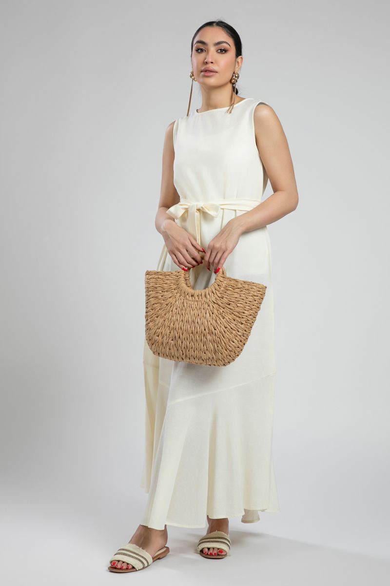 Sleeveless Maxi Dress with Waist Tie