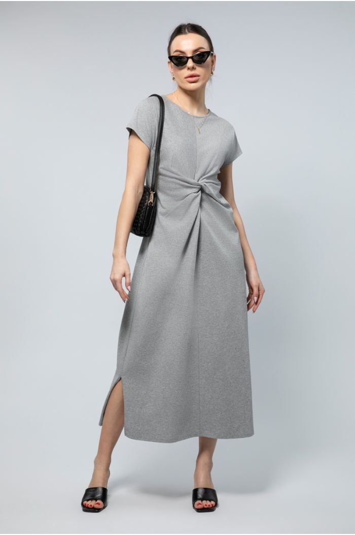 Twist Detail Midi Dress - Modern Grace with a Flattering Twist
