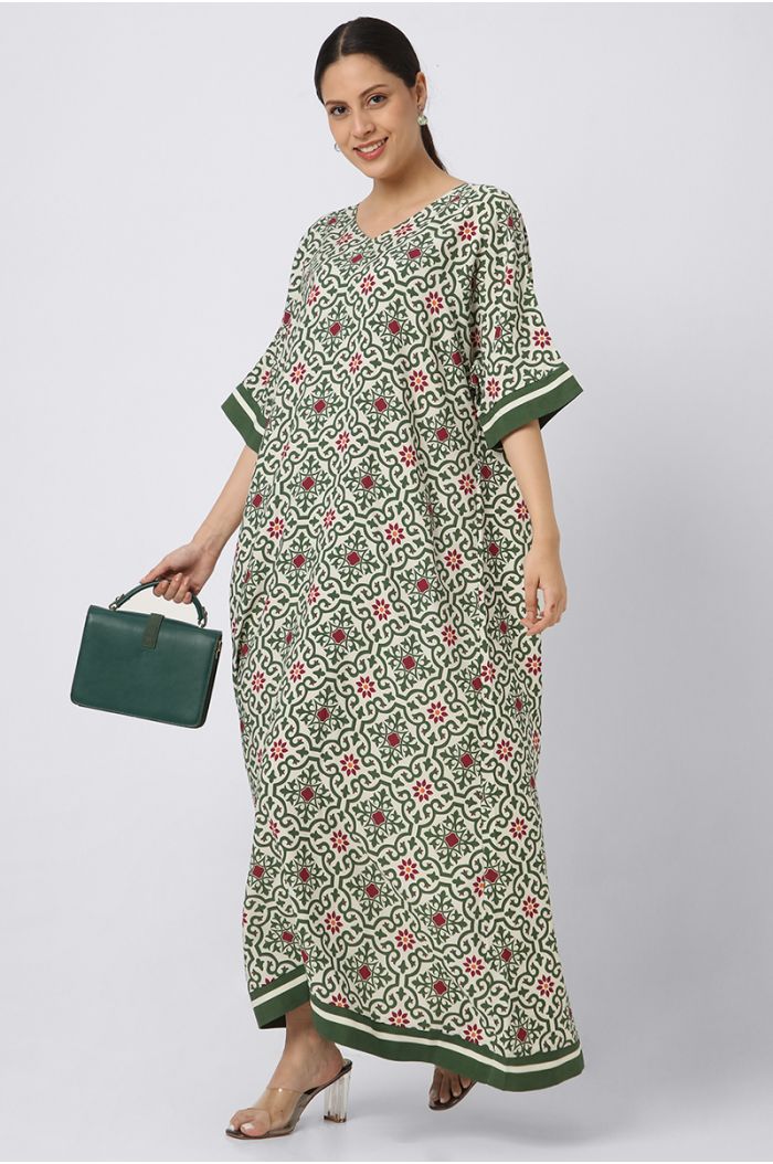 printed maxi women jalabiya dress