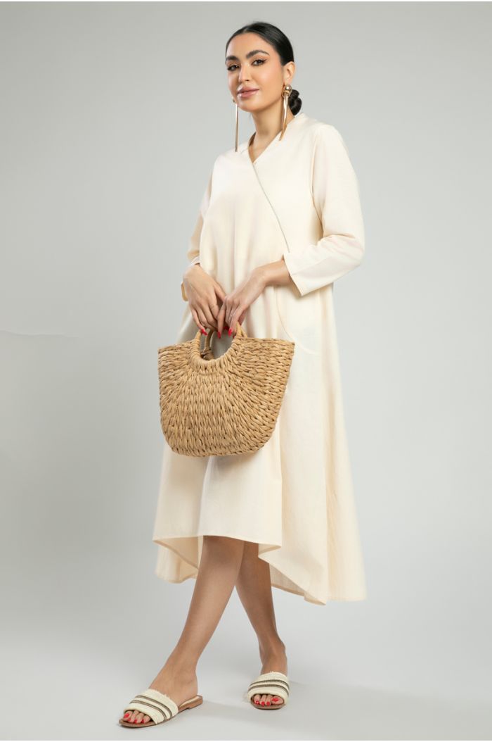 Asymmetrical Dress with Overlap Neckline