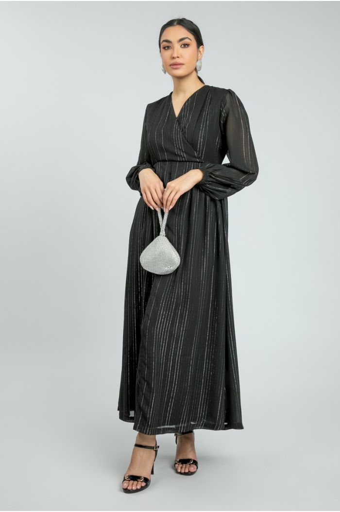 Women Metallic Thread Maxi Dress